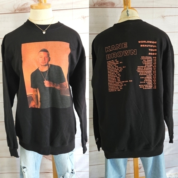 Kane Brown 2020 Beautiful Concert Tour Crewneck Sweatshirt in Black Size Large - Picture 1 of 11
